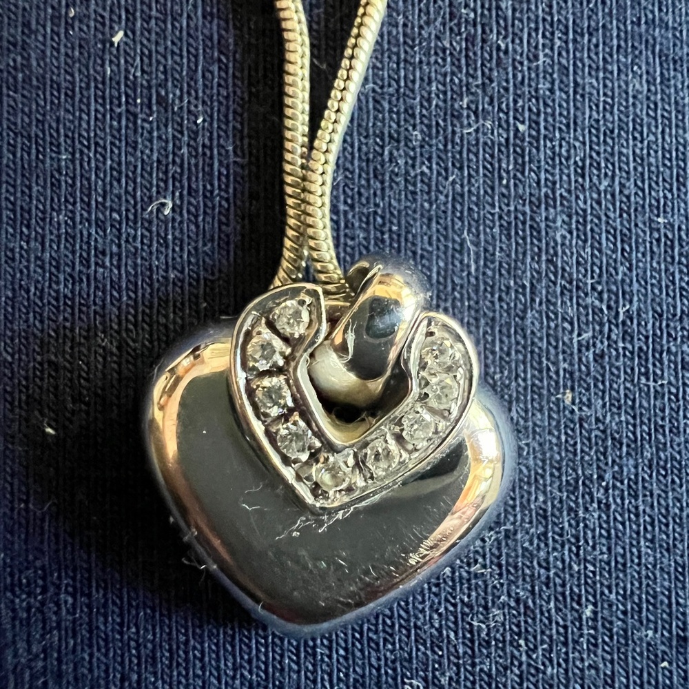 BVLgari 18K White Gold and Diamond Heart Pendant